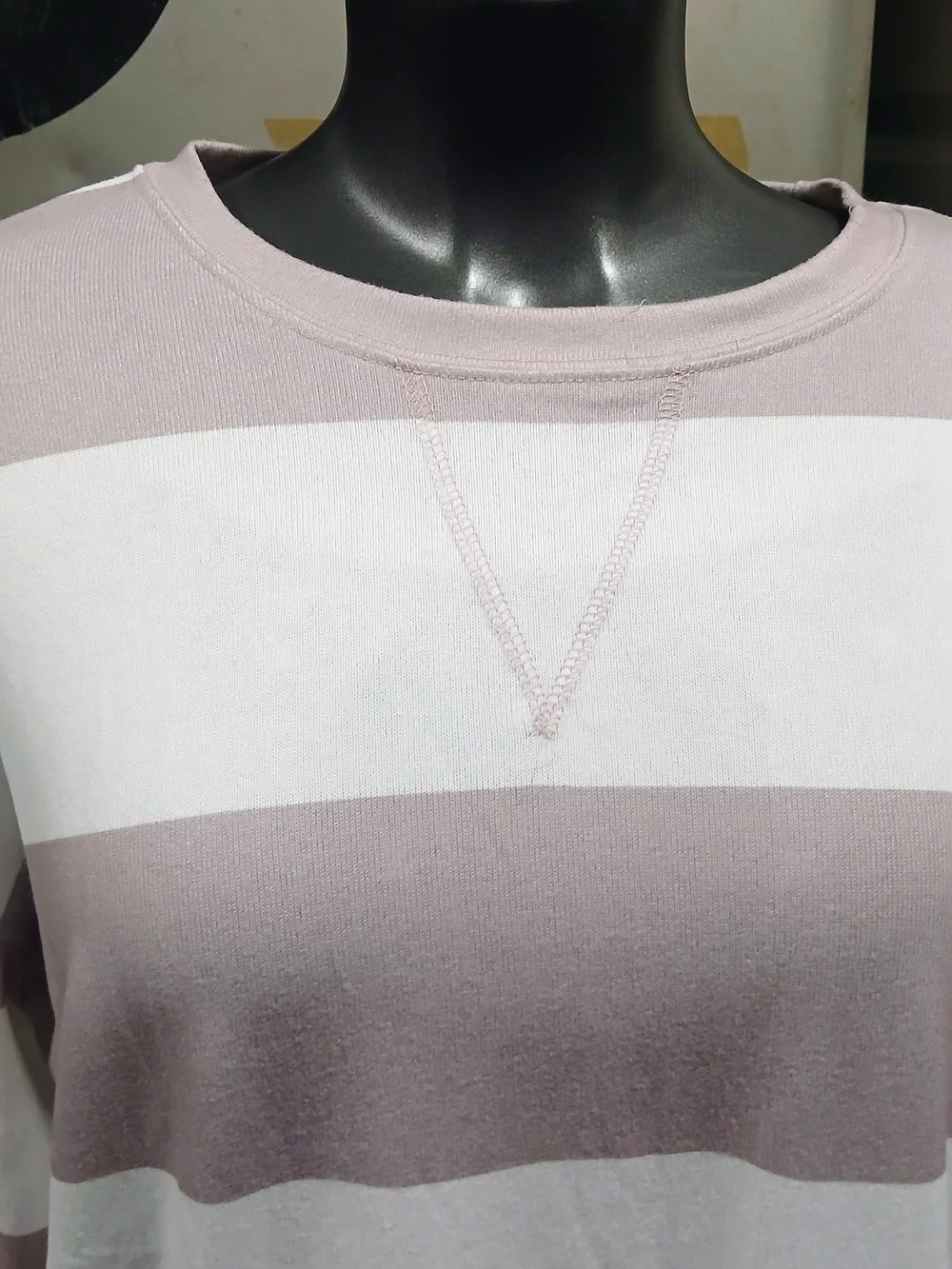 Classic Stripe Long-Sleeve Top in Light Mauve and White
